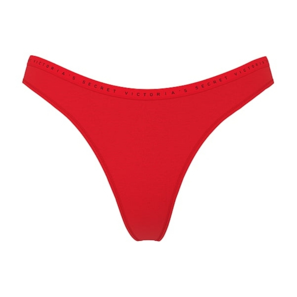5/$40🛍Victoria's Secret Cotton High Leg Scoop Thong Lipstick Red 💄 NWOT